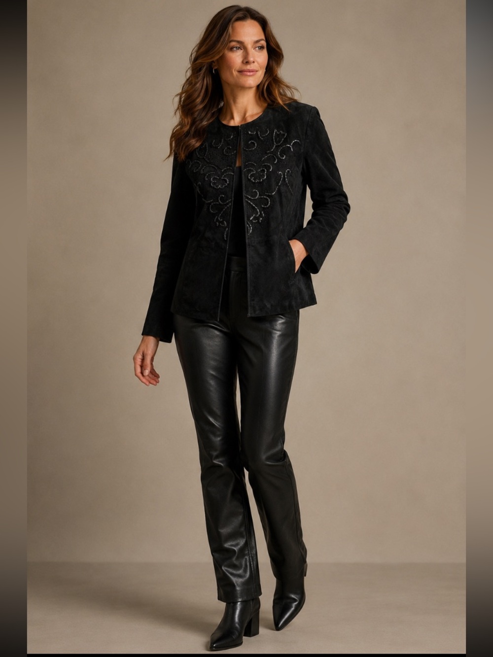Guillaume - NWT leather/suede - black jacket with beautiful detai…